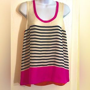Maeve Sleeveless Lightweight Top With Striped Front And Solid Back. Woman’s M